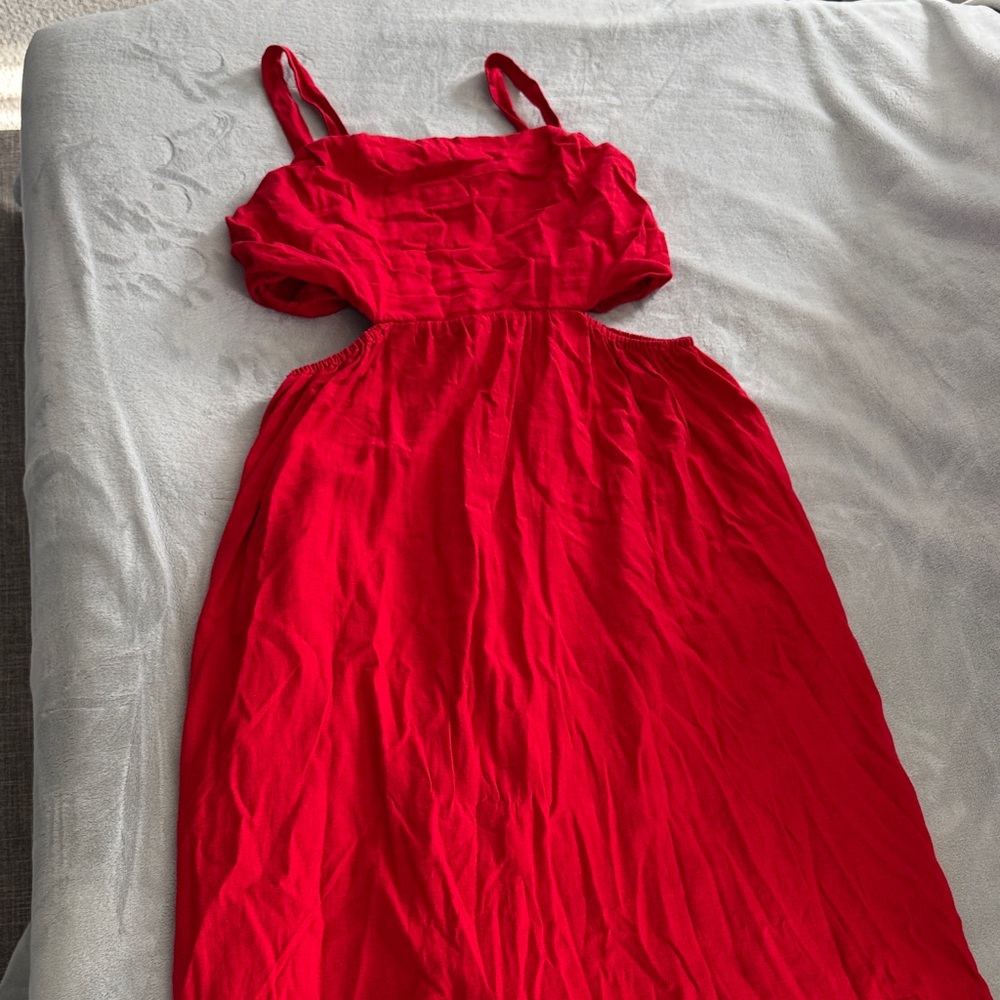 A New Day Red Sleeveless Cutout Maxi Dress